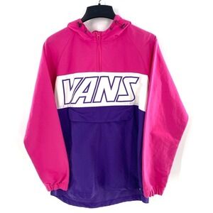 VTG Vans Color Block Pullover Anorak Skater Jacket Pink Purple White Womens Sz S